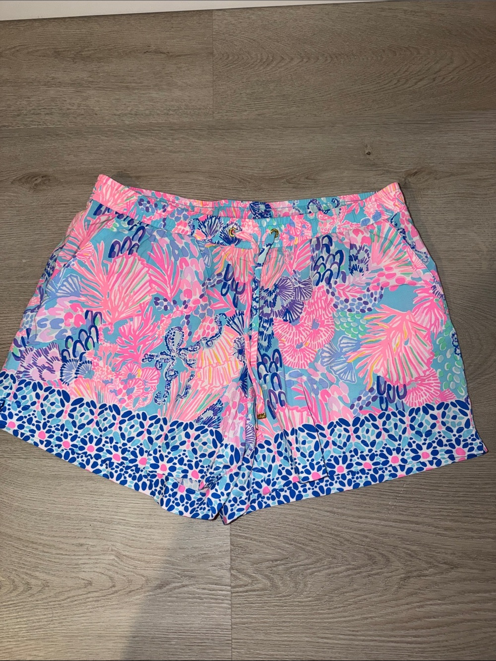 Lilly Pulitzer Pink & Blue Tropical Print Athletic Shorts